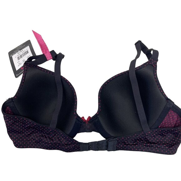 MAIDENFORM Women Demi Coverage T-Shirt Bra SIZE 32B BLACK-PINK Polka dot- NWT - Picture 9 of 13